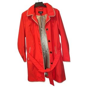 Dennis by Dennis Basso Water Resistant Trench Coat in Orange